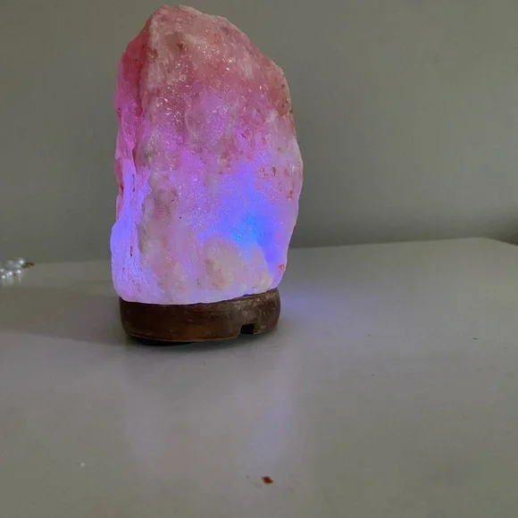 Himalayan Salt Lamp - colour changing  Crystal on Wooden Base - Picture 3 of 6